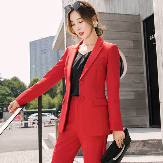 Solid Color Business Red Professional Suit Women