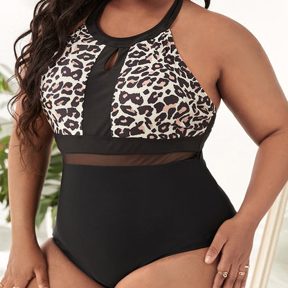 Plus Size Leopard Print Bikini Swimsuit For Women