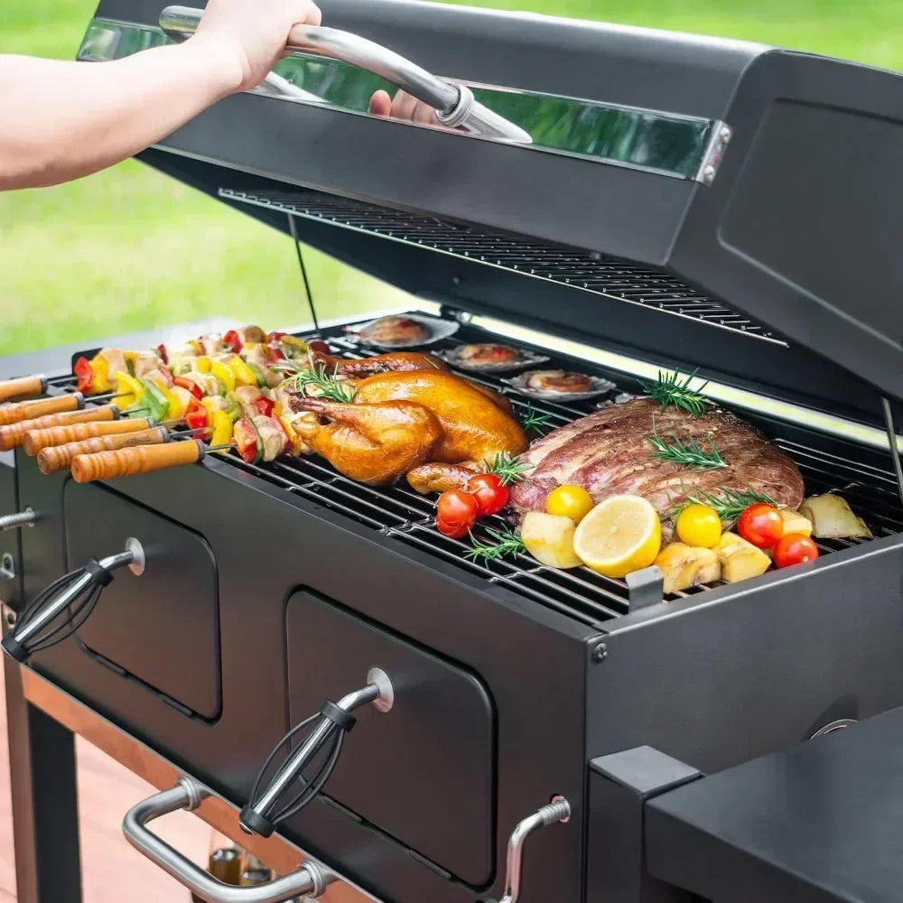 Extra Large Charcoal Grill with Adjustable Trays