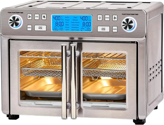 Emeril Lagasse 26 QT Extra Large Air Fryer, Convection Toaster Oven with French Doors, Stainless Steel