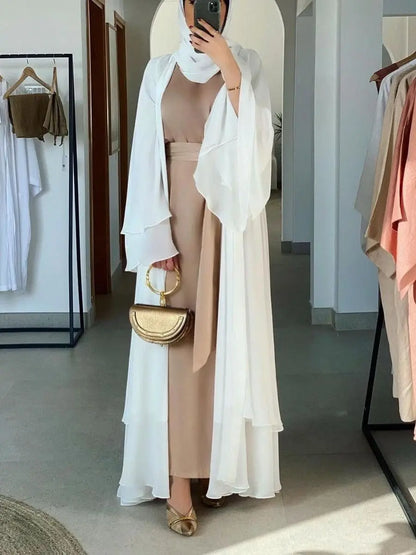 Fashion Chiffon Abaya Kimono Dubai Muslim Cardigan Abayas
